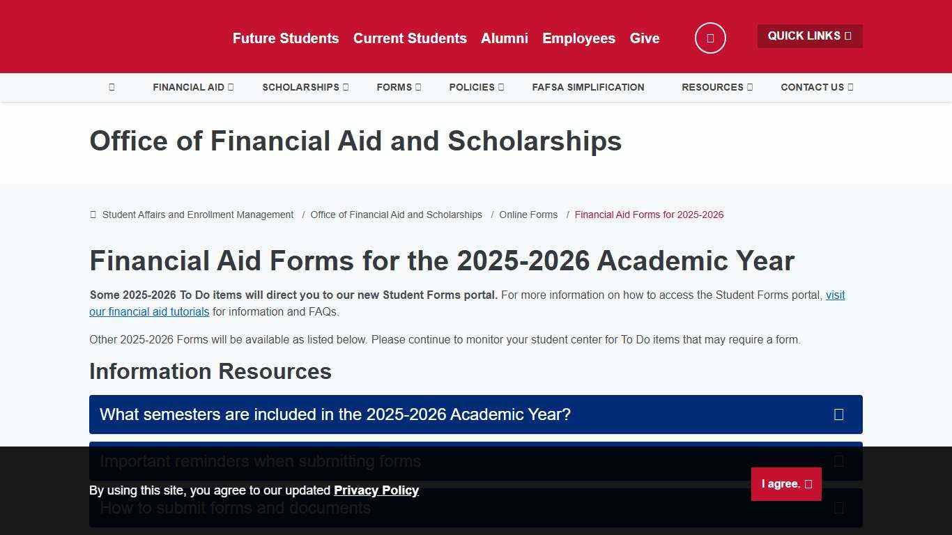 Financial Aid Forms for 2025-2026 - Office of Financial Aid and Scholarships